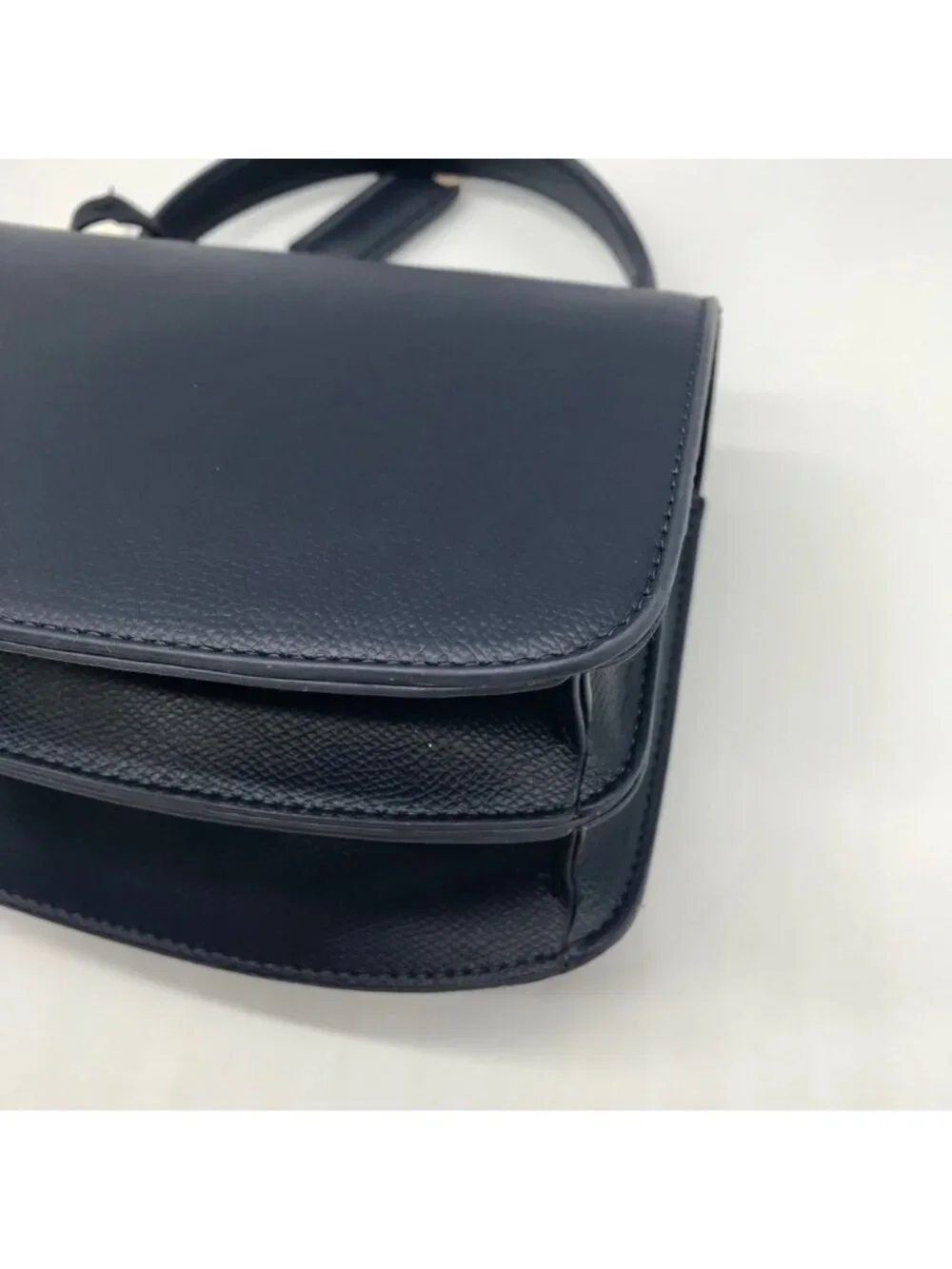 Anne Klein Women's Blue Leather Belted Flap Saddle with Convertible Strap - Picture 8 of 10